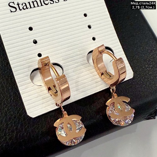 Сережки мед.сталь24К 10534 (2,7см.)